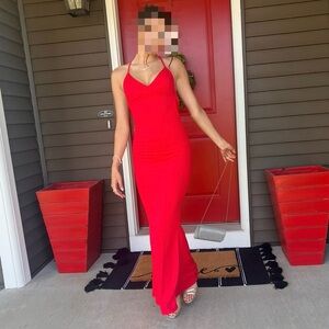 Elegant Red Halter Maxi Dress